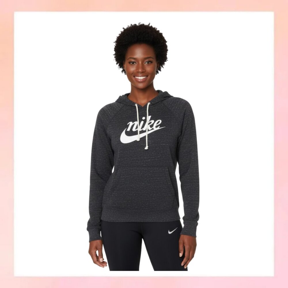 Nike Retro Script Logo Gray Heathered Pullover Hoodie